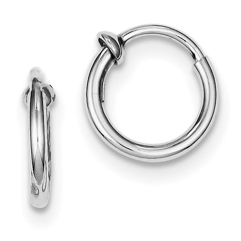 Sterling Silver Rhodium Polished Hoop Earrings QE8552 - shirin-diamonds