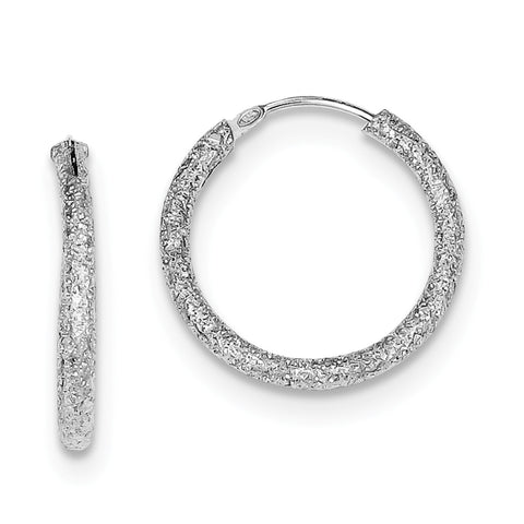 Sterling Silver Rhodium-plated Laser Cut Endless Hoop Earrings QE8563 - shirin-diamonds