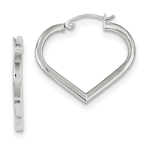 Sterling Silver Rhodium Plated Heart Hoop Earrings QE8767 - shirin-diamonds