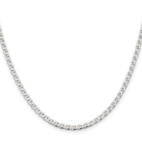Sterling Silver 3.15mm Flat Anchor Chain (Weight: 7.71 Grams, Length: 22 Inches)