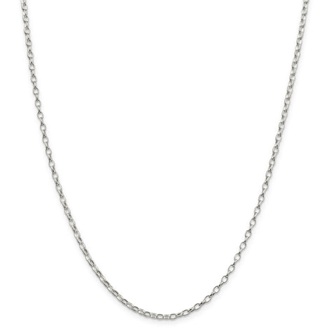 Sterling Silver 2.5mm Oval Rolo Necklace QFC85 - shirin-diamonds