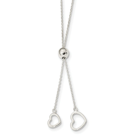 Sterling Silver Polished 2-Heart Adjusts up to 19.5 inch Necklace QG4371 - shirin-diamonds