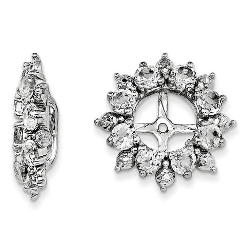 Sterling Silver Rhodium Diam. & White Topaz Earring Jacket QJ119APR - shirin-diamonds