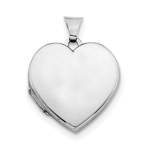 Sterling Silver Rhodium-plated Plain 21mm Heart Locket QLS100 - shirin-diamonds