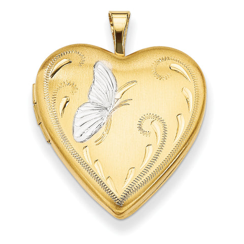 1/20 Gold Filled & Rhodium Butterfly 19mm Heart Locket QLS110 - shirin-diamonds
