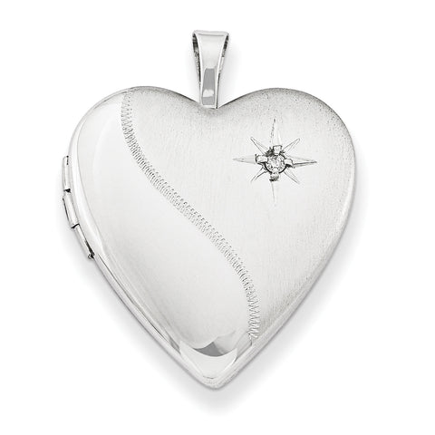 Sterling Silver Rhodium-plated 20mm Diamond Heart Locket QLS239 - shirin-diamonds