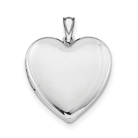 Sterling Silver Rhodium-plated 24mm Plain Heart Locket QLS303 - shirin-diamonds