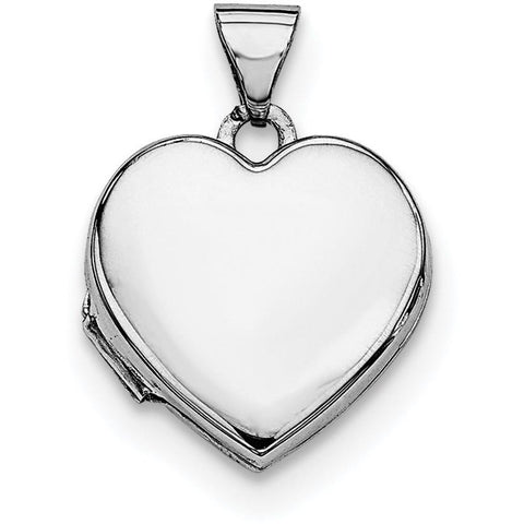 Sterling Silver Rhodium-plated Plain 15mm Heart Locket QLS89 - shirin-diamonds
