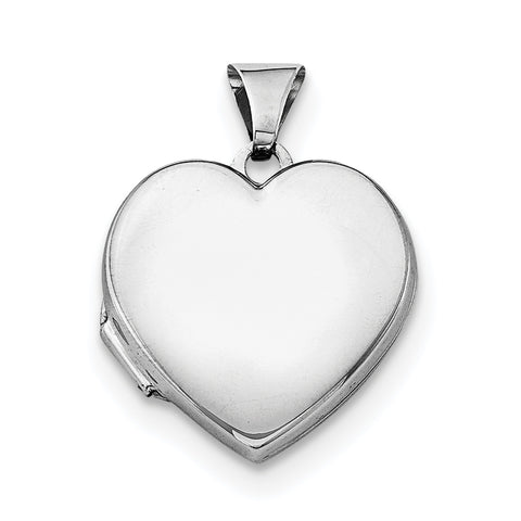 Sterling Silver Rhodium-plated Plain 18mm Heart Locket QLS90 - shirin-diamonds