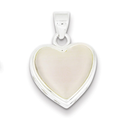 Sterling Silver Reversible Heart Mother of Pearl Pendant QP1229 - shirin-diamonds