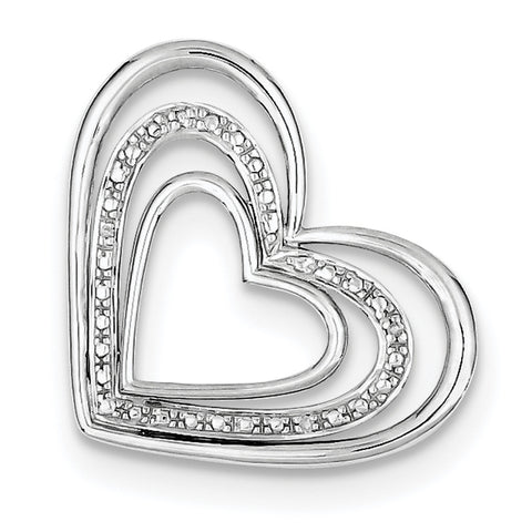 Sterling Silver Rhodium Plated Diamond Triple Heart Pendant QP3302 - shirin-diamonds