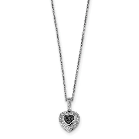 Sterling Silver Black Diamond Small Heart Pendant QP3736 - shirin-diamonds