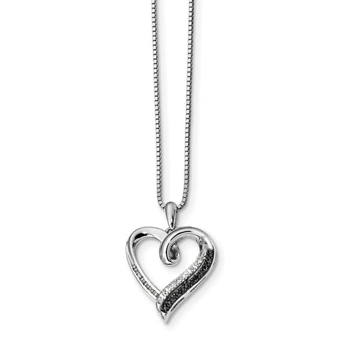 Sterling Silver Black & White Diamond Heart Pendant QP3747 - shirin-diamonds