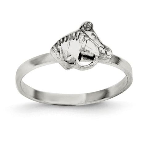 Sterling Silver RH Plated Child's Polished Horse Ring - shirin-diamonds