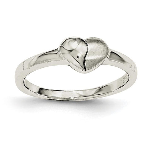 Sterling Silver Rhodium-plated Polished & Satin Heart Ring - shirin-diamonds