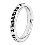Sterling Silver Stackable Expressions Polished Enameled Faith Ring