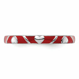 Sterling Silver Stackable Expressions Red Enamel Heart Ring