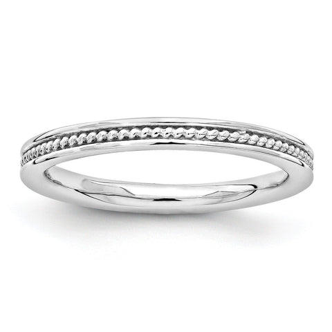 Sterling Silver Stackable Expressions Rhodium Channeled Ring - shirin-diamonds