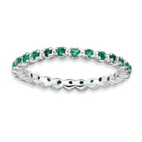 Sterling Silver Stackable Expressions Created Emerald Ring - shirin-diamonds