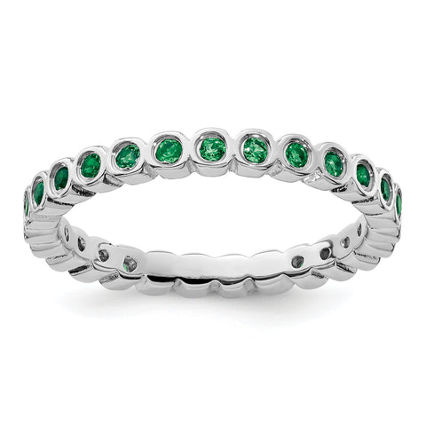 Sterling Silver Stackable Expressions Created Emerald Ring Size 10