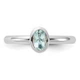 Sterling Silver Stackable Expressions Oval Aquamarine Ring