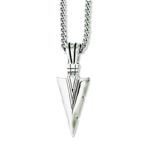 Stainless Steel Polished & Antiqued Dagger 22in Necklace SRN1048 - shirin-diamonds
