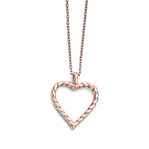 Stainless Steel Polished Pink IP-plated Twisted Heart Necklace SRN1414 - shirin-diamonds