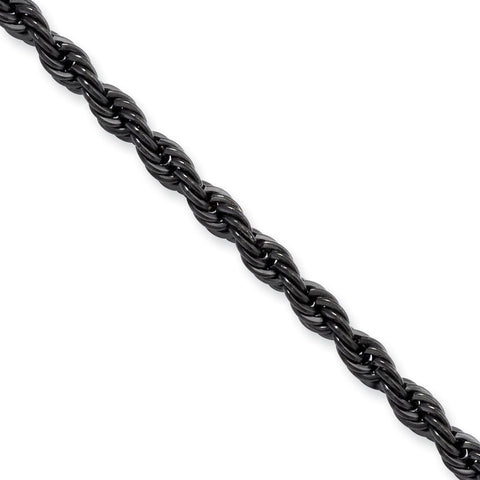 Stainless Steel IP Black-plated 4.0mm 20in Rope Chain SRN673BP - shirin-diamonds