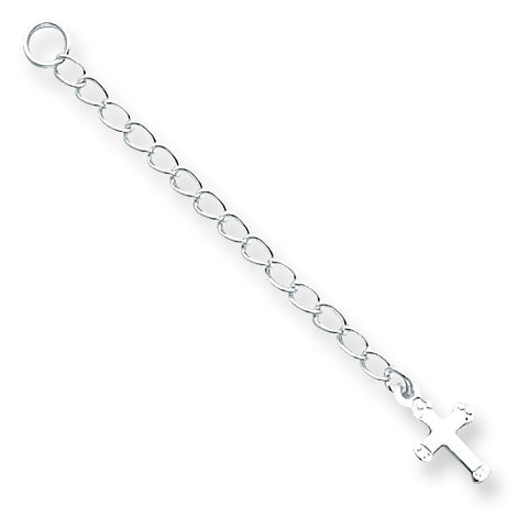 Sterling Silver Cross 2 inch Chain Extender SS3733 - shirin-diamonds