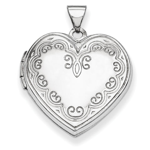 14k White Gold Heart Locket XL189 - shirin-diamonds