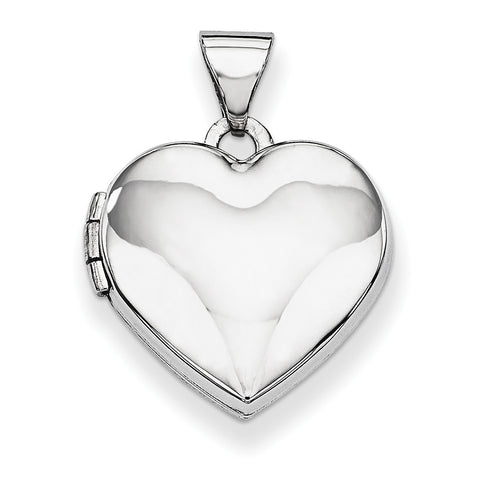 14k White Gold Polished Heart-Shaped Locket XL305 - shirin-diamonds