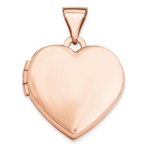 14k Rose Gold 15mm Plain Heart Locket XL660 - shirin-diamonds