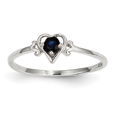 14K White Gold Sapphire Birthstone Heart Ring YC420 - shirin-diamonds