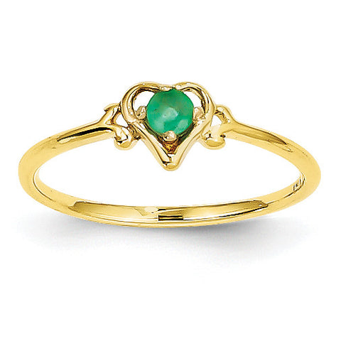 14K Emerald Birthstone Heart Ring YC428 - shirin-diamonds