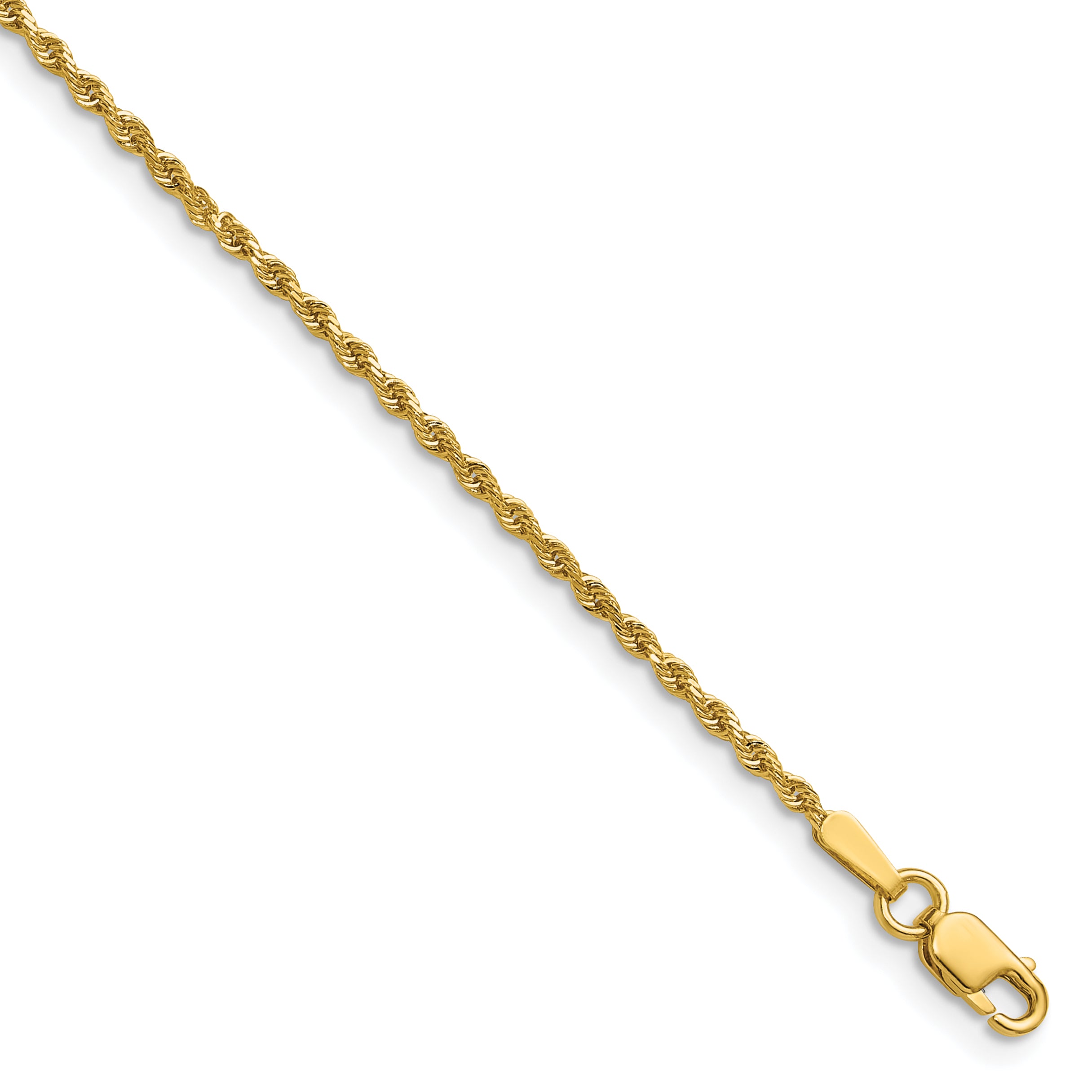 14K 6 inch 1.5mm Diamond-cut Rope with Lobster Clasp Chain