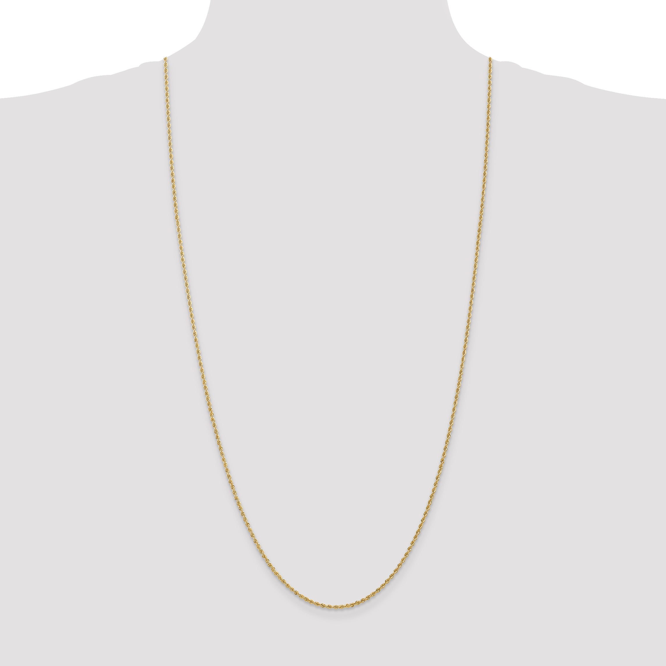 14K 30 inch 1.5mm Regular Rope with Lobster Clasp Chain