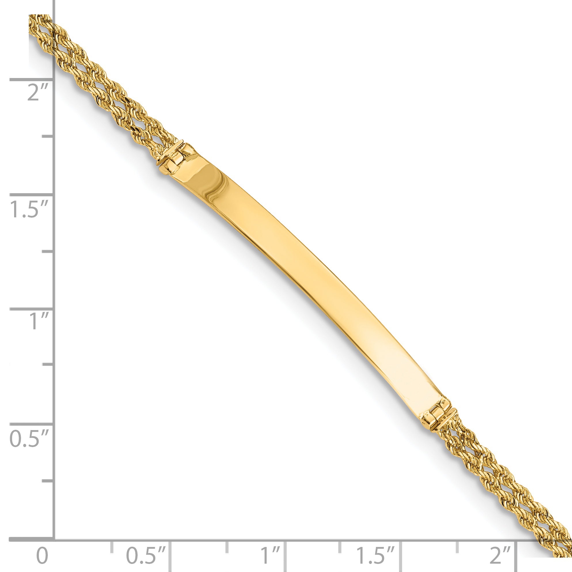 14k Polished Solid Chain/Solid Plate Two-Strand Rope 41x5mm Plate 8 inch ID Bracelet