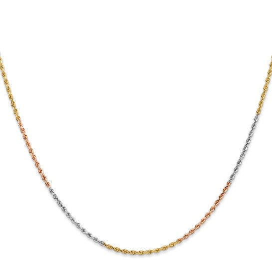 14k Tri-Gold Rope Diamond Cut Chains