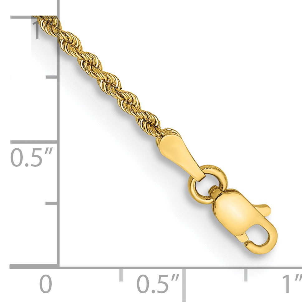 14K 6 inch 1.75mm Diamond-cut Rope with Lobster Clasp Chain