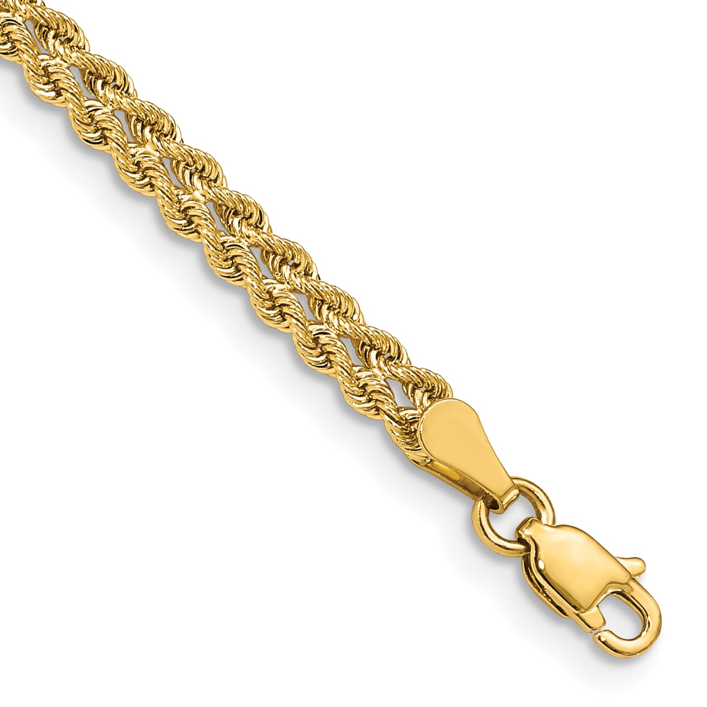 14K 6 inch 1.75mm Diamond-cut Rope with Lobster Clasp Chain