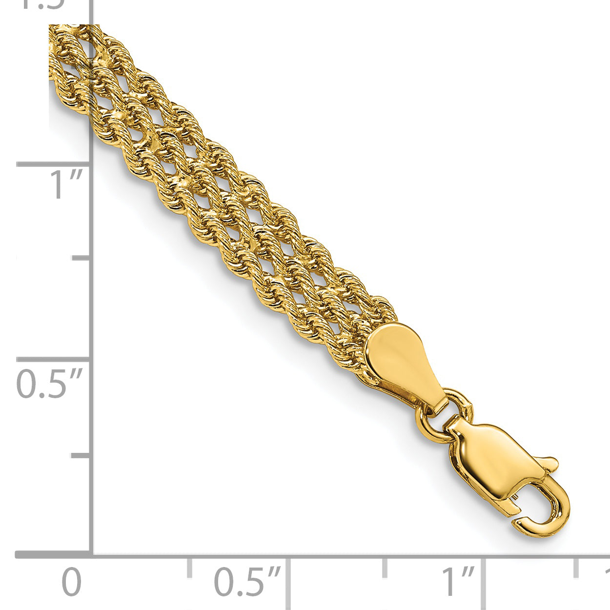 14K 6 inch 1.75mm Diamond-cut Rope with Lobster Clasp Chain