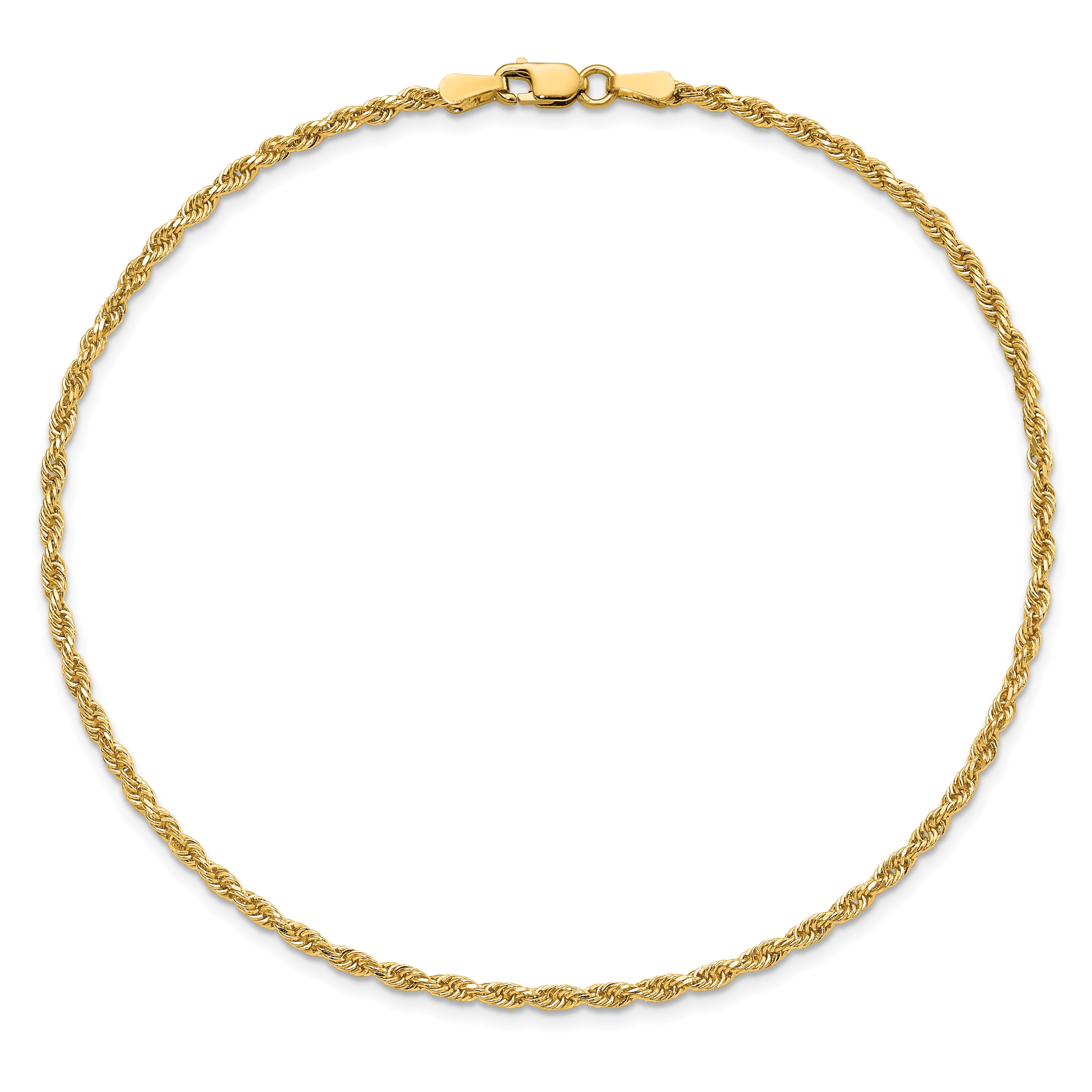 14K 7 inch 2mm Diamond-cut Rope with Lobster Clasp Chain