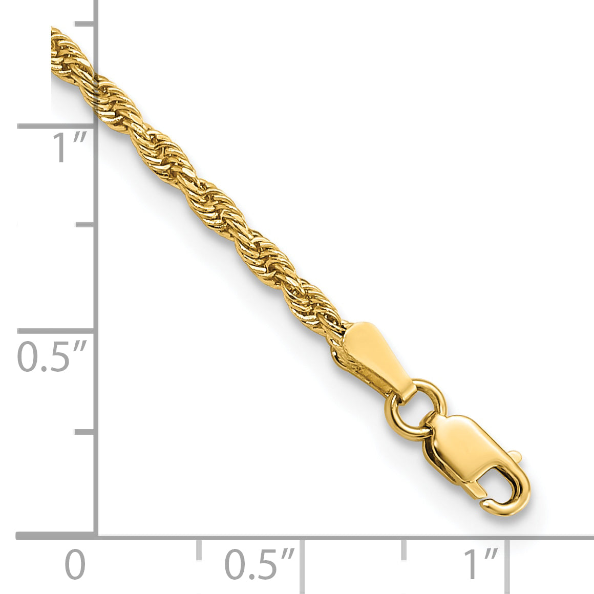 14K 7 inch 2mm Diamond-cut Rope with Lobster Clasp Chain