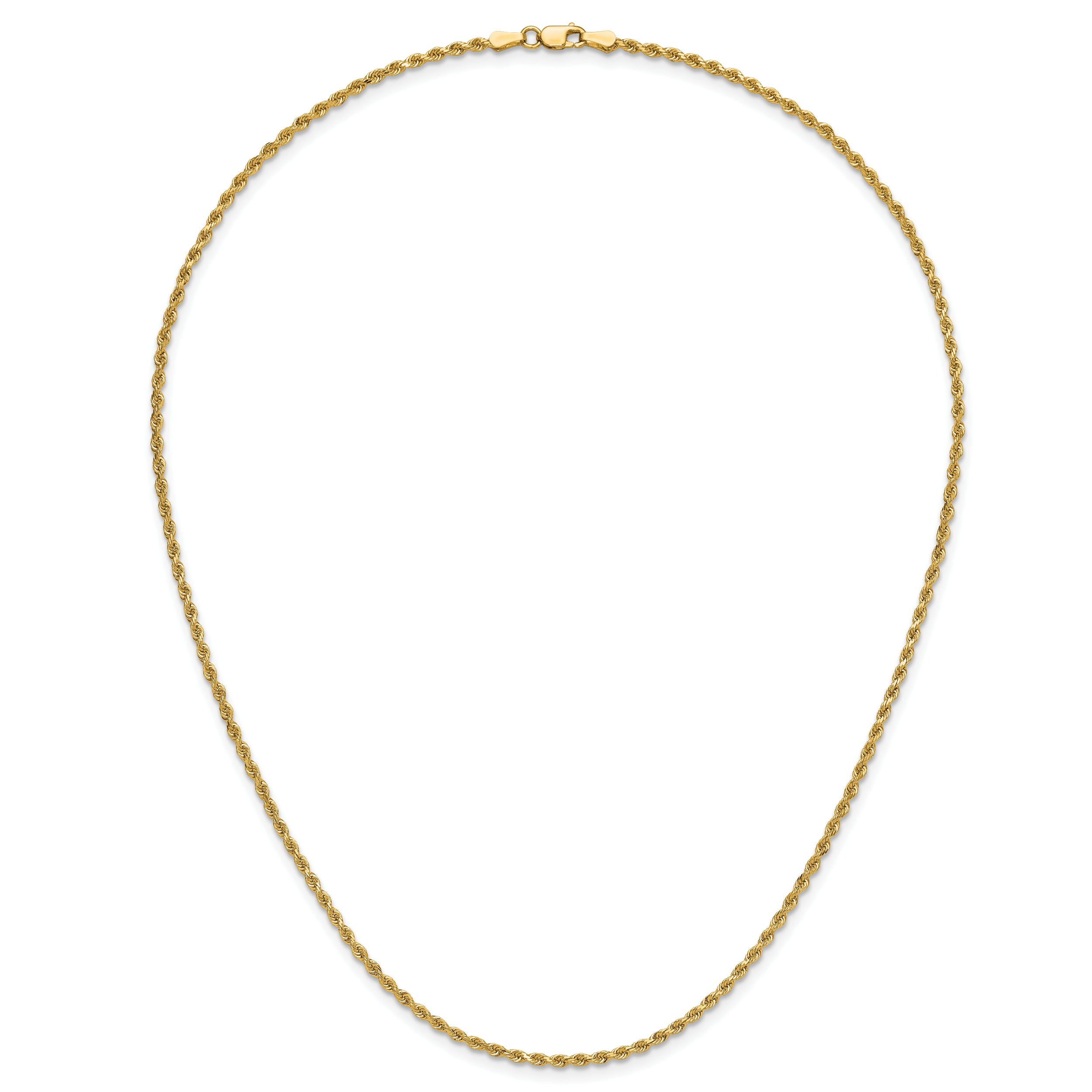 14K 7 inch 2mm Diamond-cut Rope with Lobster Clasp Chain