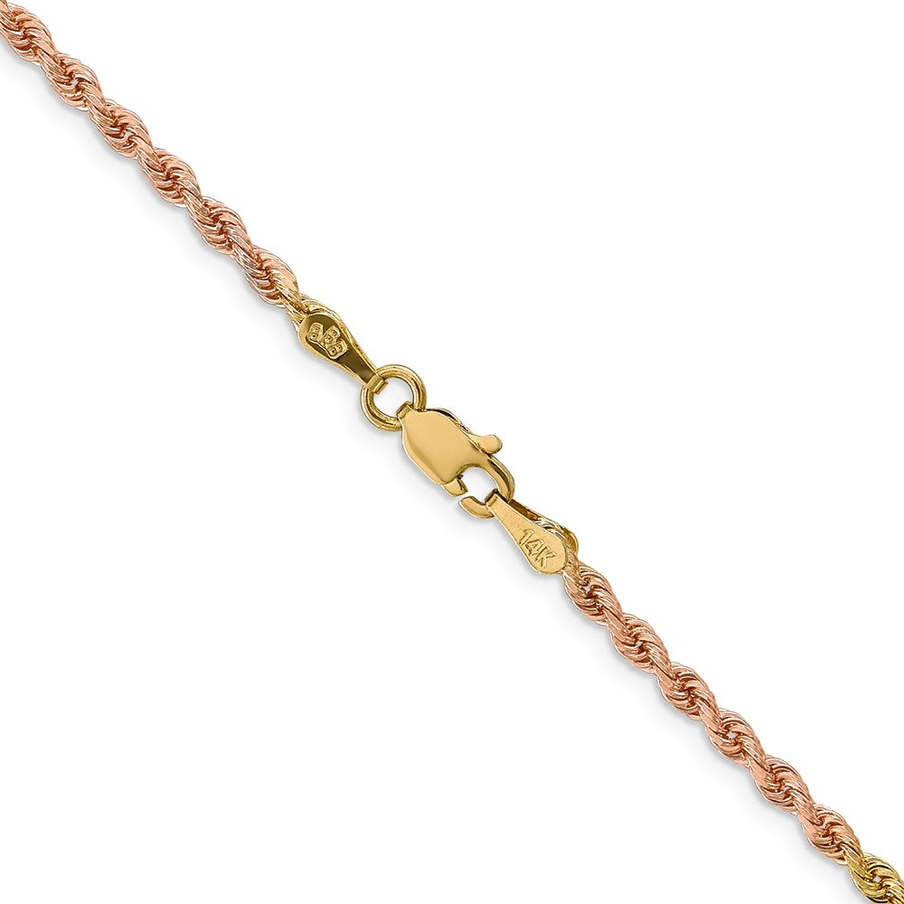 14K Tri-Colored 24 Inch 2.5Mm Diamond-Cut Rope With Lobster Clasp Chain