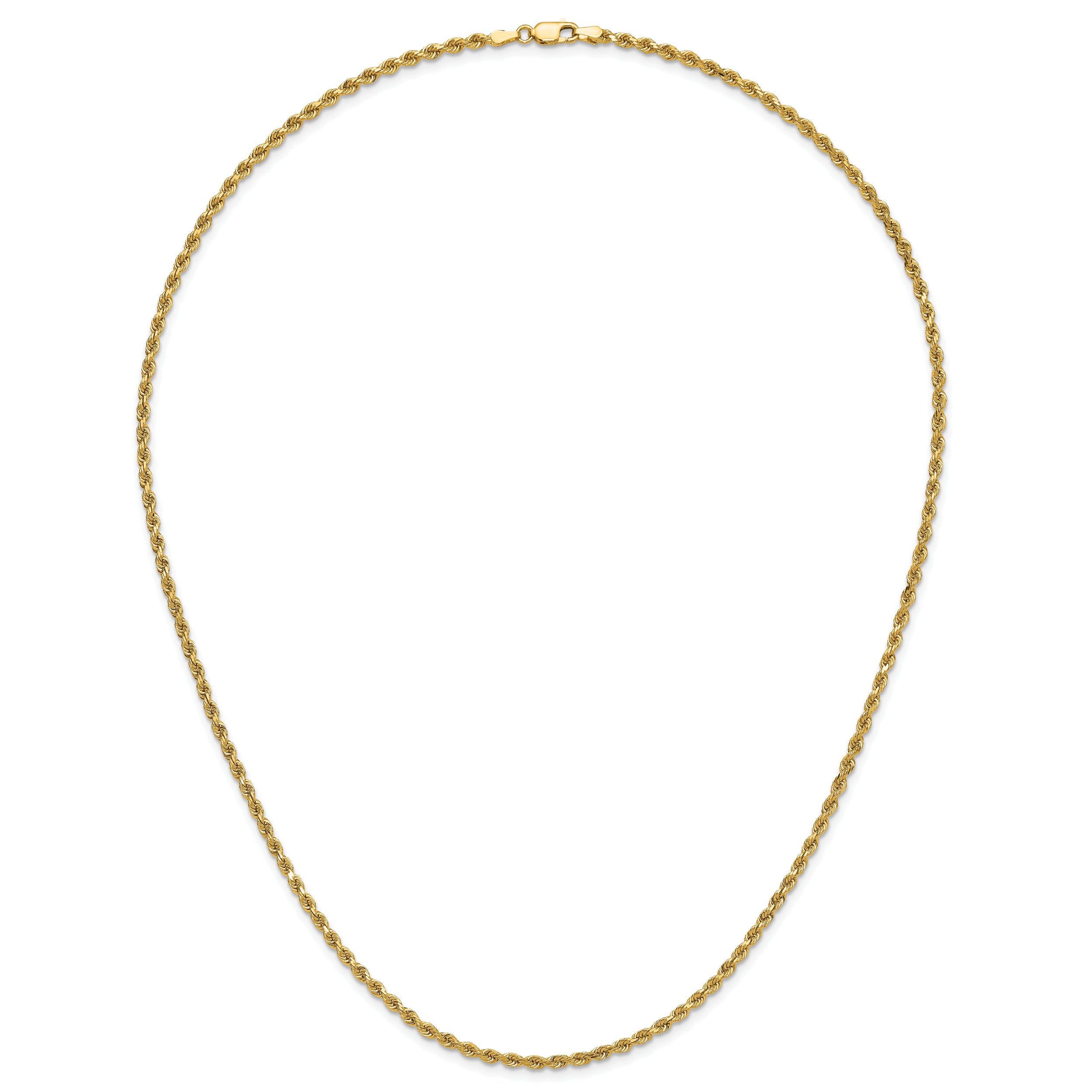 14K 7 inch 2.75mm Diamond-cut Rope with Lobster Clasp Chain