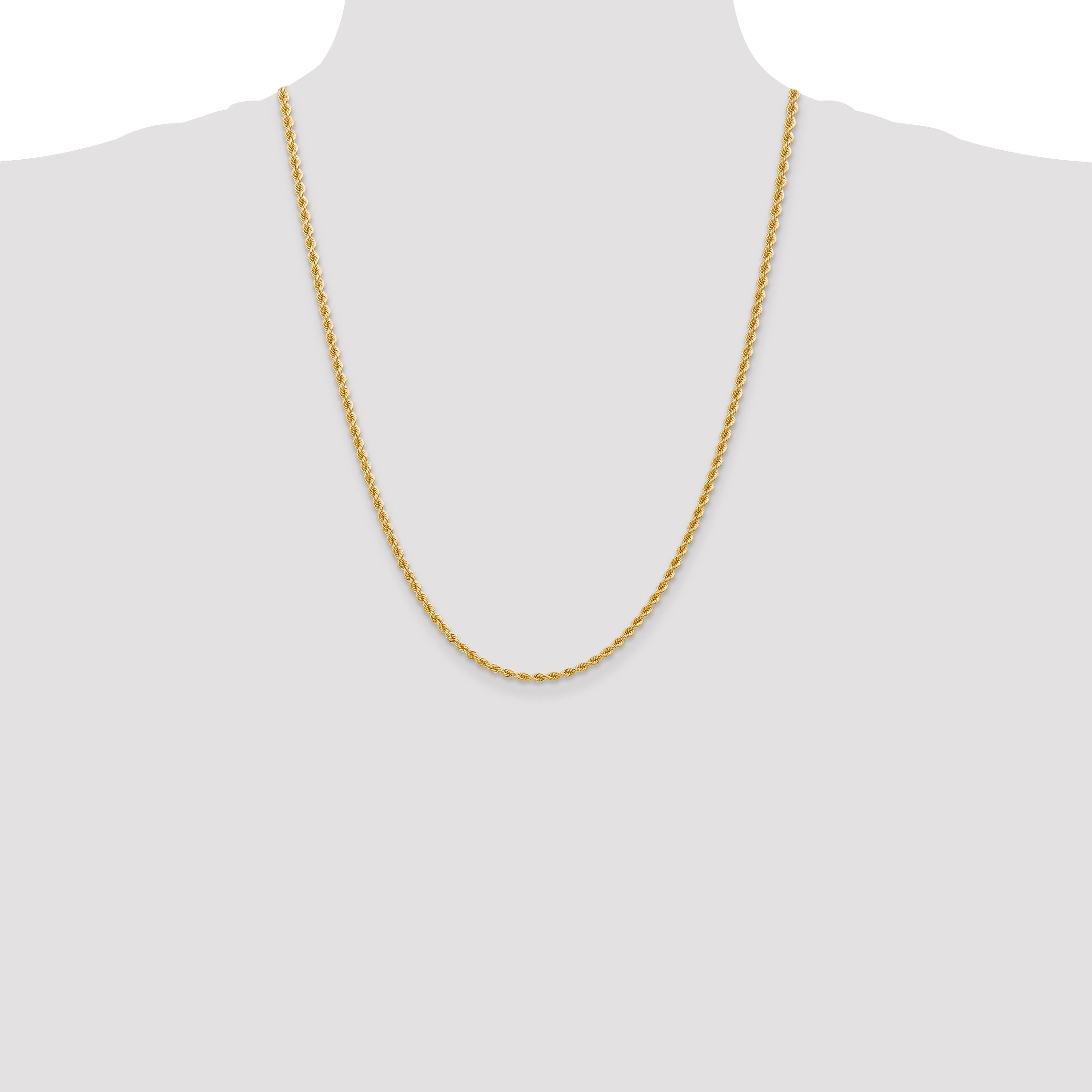 14K 7 inch 2.75mm Regular Rope with Lobster Clasp Chain