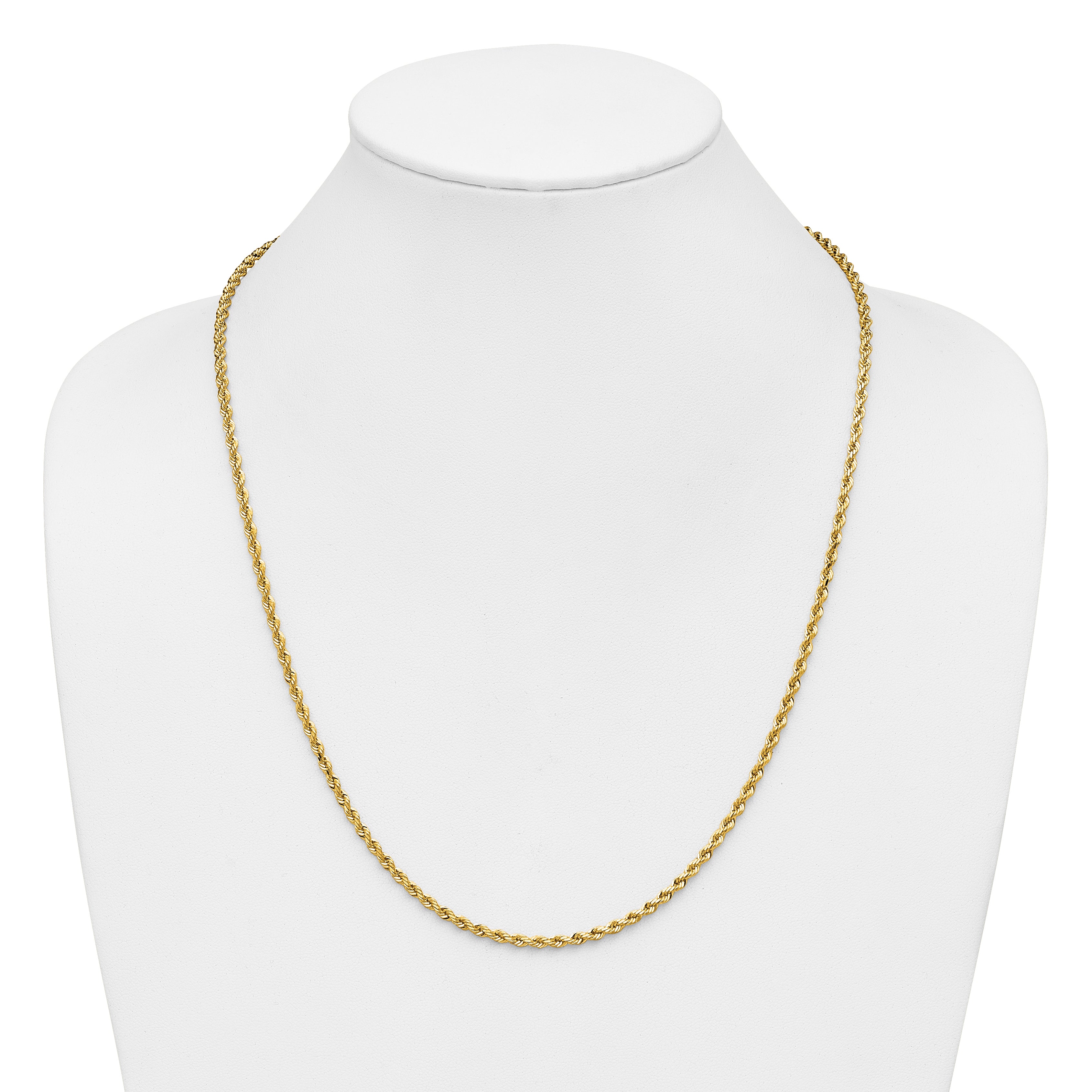 14K 7 inch 3mm Diamond-cut Rope with Lobster Clasp Chain