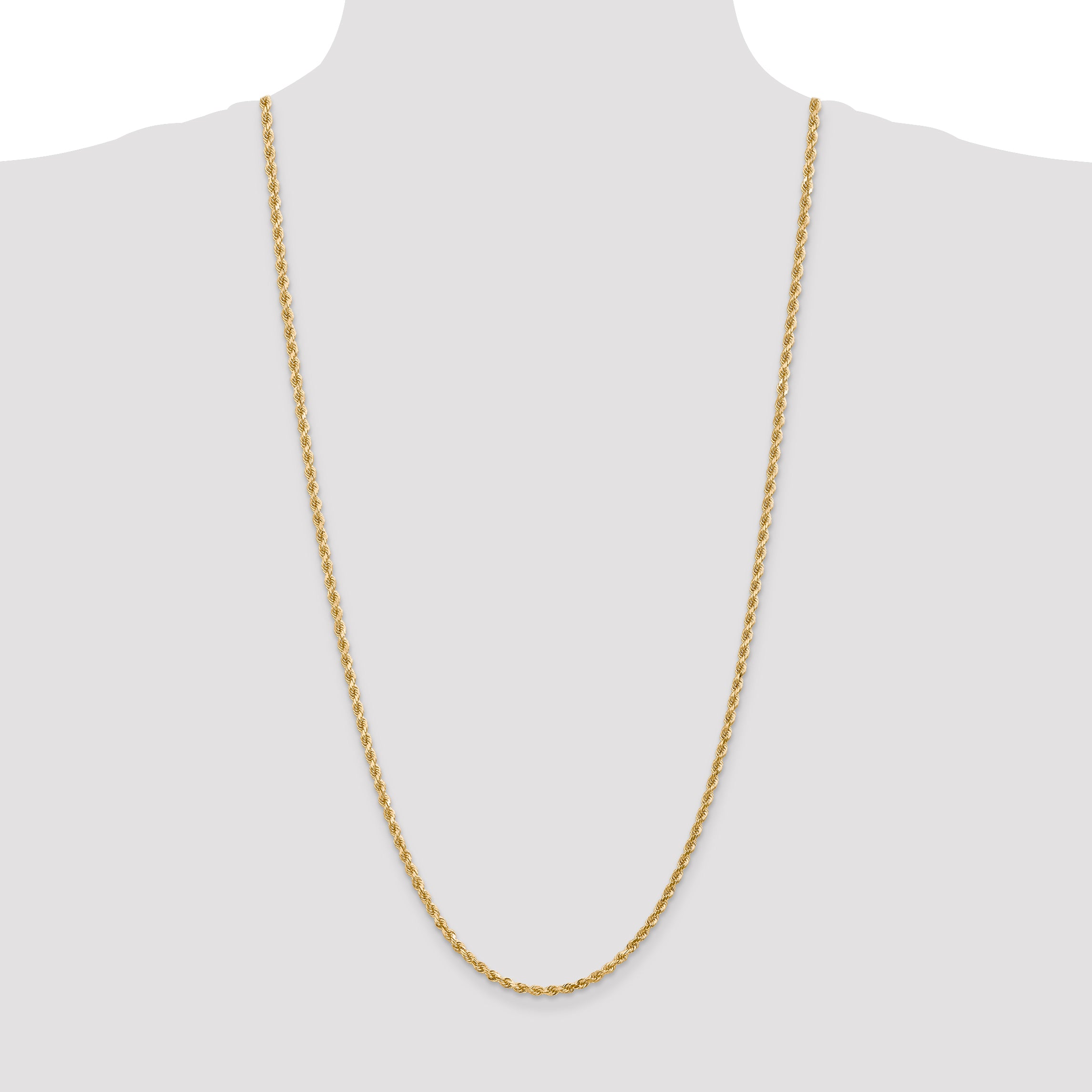 14K 7 inch 3mm Diamond-cut Rope with Lobster Clasp Chain