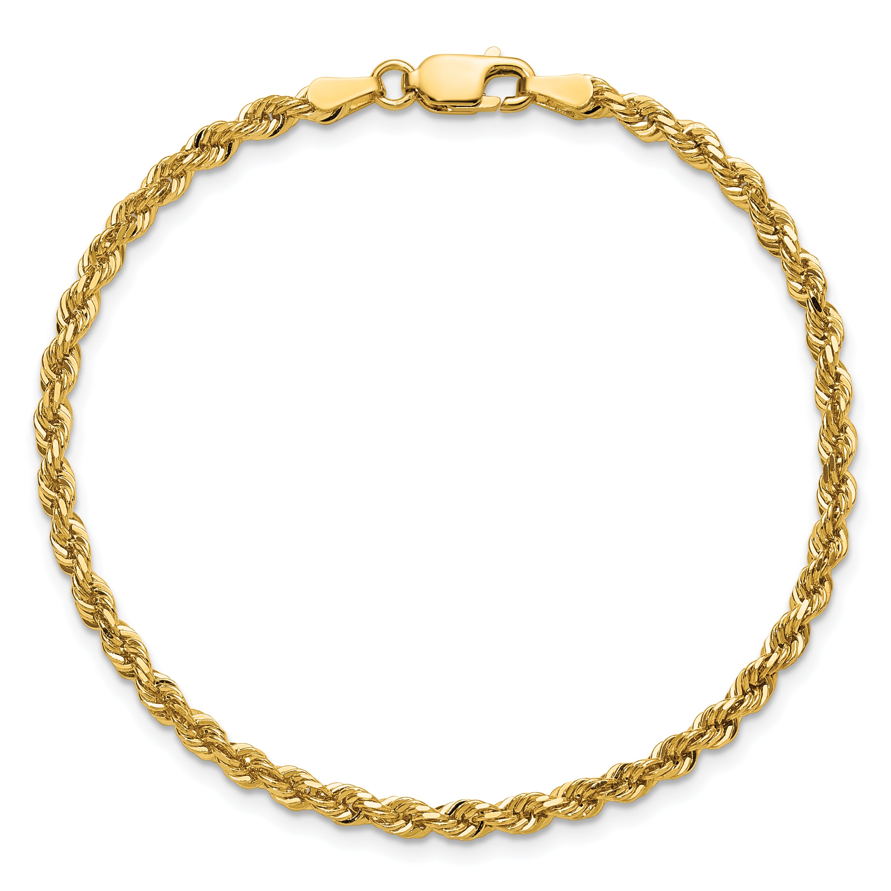 14K 7 inch 3mm Diamond-cut Rope with Lobster Clasp Chain